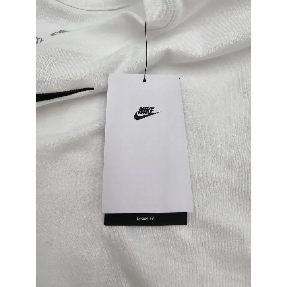Nike Essential Tee Girl's M White Loose Fit Long Sleeve Shirt NWT